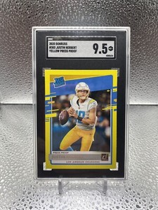 2020 Donruss Justin Herbert Yellow Press Proof Rated Rookie #303 SGC 9.5Chargers