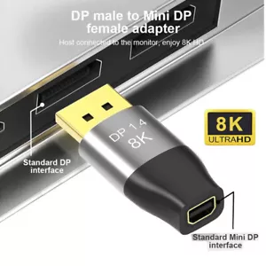 Mini DisplayPort Female Adapter 4K 144hz to DP Male 1.4 8K 60hz Ultra-HD UHD - Picture 1 of 6