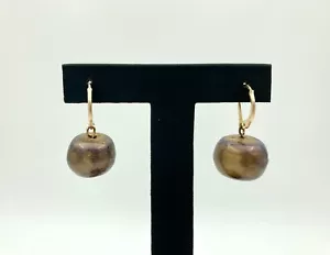 Schöne markierte 1/20 GF asymmetrische runde Ohrringe - lila / mit goldfarbener Farbe - Bild 1 von 6