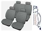 UNIVERSAL SEAT COVERS Full Set Grey Leather Look Airbag Compatible