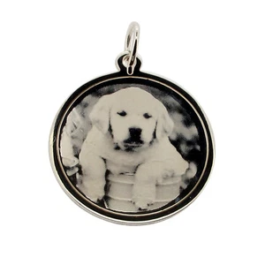 COLGANTE DE DISCO GRABADO PERSONALIZADO FOTO/TEXTO DE PLATA ESTERLINA 925 CON OPCIONES DE CADENA - Imagen 1 de 5