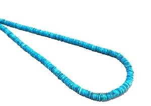 Pneumatico Bella Addormentata Turchese Pietra Preziosa 4-5 mm Liscio Heishi 16" 1 Figlia - Foto 1 di 12