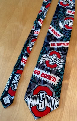 CORBATA VINTAGE RM RALPH MARLIN SPORT OHIO BUCKEYE 100 % SEDA PARA HOMBRE HECHA EN EE. UU. Foto 1 de 4