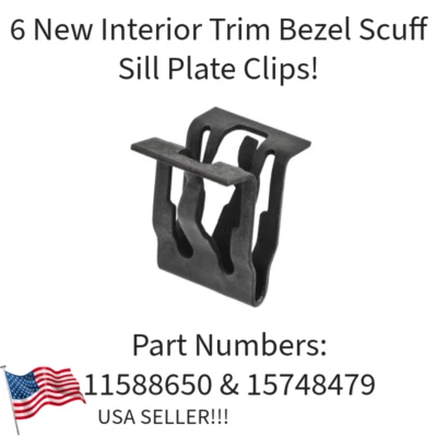 ¡6 NUEVOS CLIPS DE PLACA DE UMBRAL DE BISEL RASPADO! SE ADAPTA A GM CUTLASS G5 G6 GRAND AM PRIX ETC Foto 1 de 2