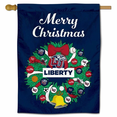 Liberty University Happy Holidays Christmas Decorative House Flag Cover