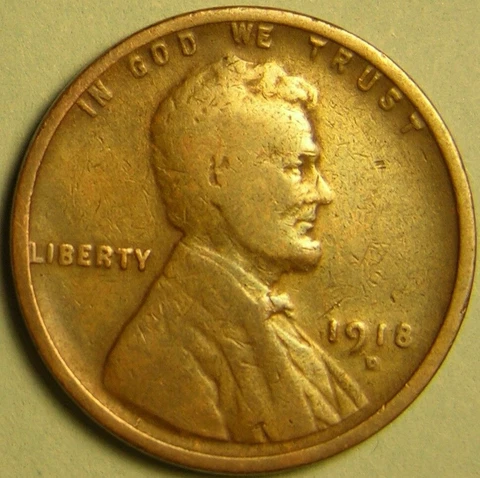 1918 D - Lincoln Wheat Penny - G/VG Cover