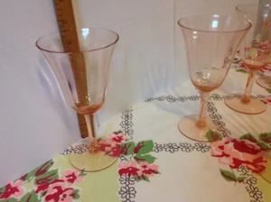 Pink Depression Glass Stemware dessert  Set of 6 Dinning Barware Collectibles - Picture 1 of 3