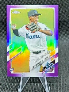 2021 Topps Chrome Update Jazz Chisholm Jr Purple Refractor Card