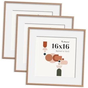 16x16 Picture Frame, Display Pictures 12x12 with Mat or 16x16 16x16-3P Natural - Picture 1 of 8