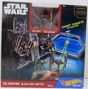 Hot Wheels DIE-CAST Star Wars Tie Fighter Blast-out Battle Play Set Toy NEW