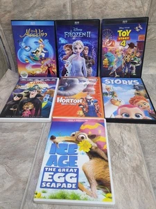 Lot Of 7 Pc Kids Movies/ALADDIN/FROZN2/TOY STORY4/STORKS/TRANSYLVANIA/DR.SEUSS H - Picture 1 of 5