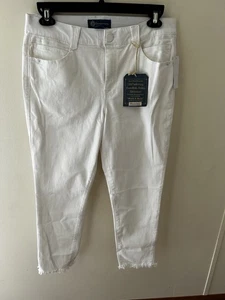 NWT Democracy Womens Ab Technology Ankle Skimmer Jeans Size 14 White Frayed Edge - Picture 1 of 6