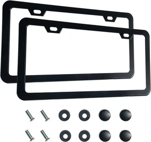 2PCS Premium Matte Black License Plate Frames, Solid Rust-Proof Select Color  - Picture 1 of 6