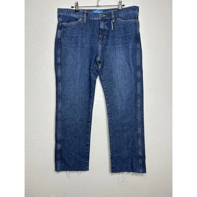 Pantalones de mezclilla M.I.H Cult tiro medio lavado oscuro sin angustia dobladillo crudo para mujer talla 32 NUEVO Foto 1 de 4