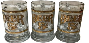 Vintage CULVER Glass Beer Mug Stein 22K gold Design Mid Century Holds 16 oz - Picture 1 of 4