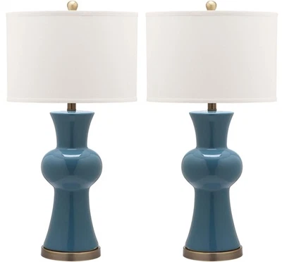 Lámpara de Mesa Colección Iluminación Lola Columna Azul y Blanco, Juego de 2 Foto 1 de 4