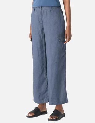 Eileen Fisher Wide Leg Linen Cargo Pants MSRP $188 - Image 1 of 3