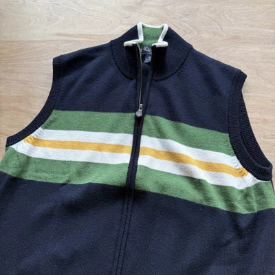 Brooks Brothers Extra Fine Italian Merino Wool Full Zip Sweater Vest Navy XL EUC - Image 1 of 4