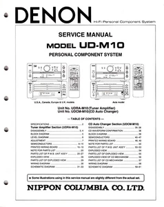 Original Denon UD-M10 Service Manual w. Fold-out Schematics and Diagrams - Picture 1 of 1
