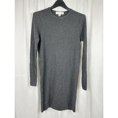 Ann Klein II женщин 100% шерсти свитер платье с длинным рукавом v-образным вырезом серый шикарный - Изображение 1 из 4