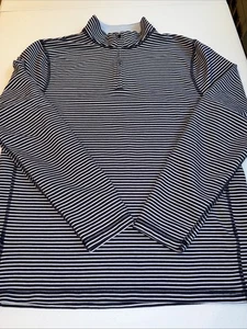 Gr. L J Crew Performance Pullover Herren blau weiß gestreift 1/4 Zip Active Golf - Bild 1 von 10