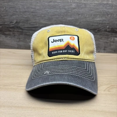 Gorra Jeep Snap Back amarillo gris malla parche camionero diviértete ahí fuera para hombre Foto 1 de 4