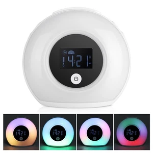 Colourful Wake Up Breathing Lamp Children Speaker Table Light Alarm Clock For B - Picture 1 of 12