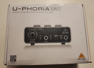 NEW! Behringer U-PHORIA UM2 Audiophile 2x2 USB Audio Interface Black Missing USB - Image 1 of 4