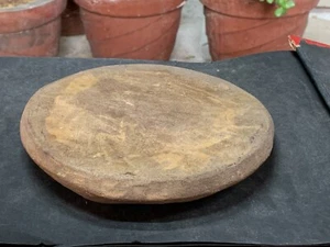 18th C Antique Old Hand Carved Indian Chapatti Bread Making Rolling Board Plate - Picture 1 of 6