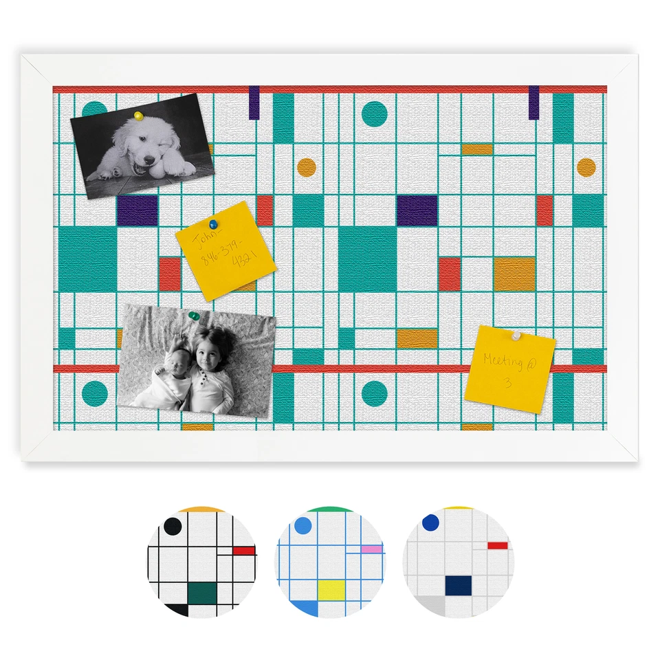 ArtToFrames Custom Cork Bulletin Board Mid Century Framed in Satin White Frame - Image 1 of 1