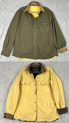 Vtg Gant Reversible Barn Jacket Mens XL Green Canvas Flannel Corduroy Chore Coat - Image 1 of 4