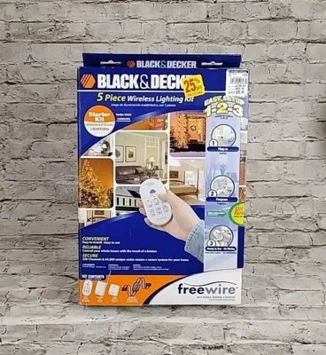 Kit de iluminación interior exterior inalámbrico Black & Decker de 5 piezas FW3000 cable libre  Foto 1 de 4