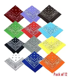 Paquete de 12 corbatas para el cabello unisex con pañuelo de algodón de colores - Imagen 1 de 2