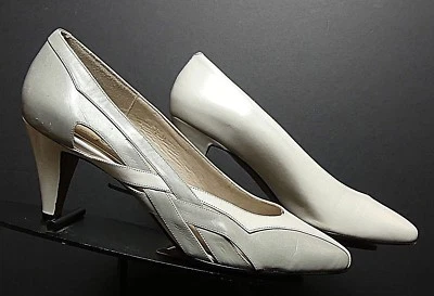 Винтажные женские Sesto Meucci Италии серый/белый кожаный проколотый классический насосы 5,5 М - Изображение 1 из 4