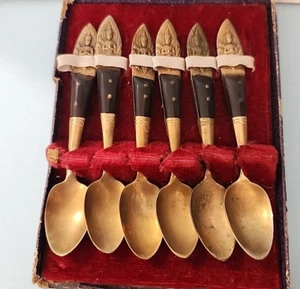 Vintage S Samran Thailand Co, Thai Art Bronze 6 piece Bronzeware #22, - Picture 1 of 6