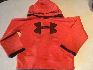 Boys UNDER ARMOUR Orange Hoodie Sweatshirt SZ 4 Front Pocket - Picture 1 of 3