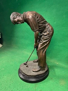 scultura bronzo giocatore golf fatto a mano statua golfista - Foto 1 di 13