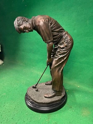 scultura bronzo giocatore golf fatto a mano statua golfista - Immagine 1 di 4