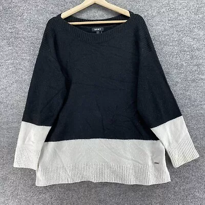 DKNY Sweater Pullover Women L Large Black Knit Long Sleeve Round Neck Casual - Image 1 of 4