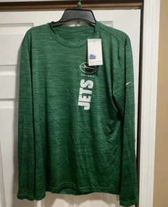 Nike Dri Fit New York Jets Long Sleeve T Shirt Men’s SZ L Green Polyester NWT - Picture 1 of 6