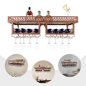 3 Tier Wall Mount Wine Rack,Iron Hanging Glass Holder Storage Shelf Bronze - Picture 1 of 14