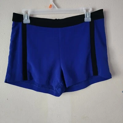 Pantalones Cortos Informales de Salón Luberantes para Mujer con Cremallera Azul Negro Talla Mediana Foto 1 de 4