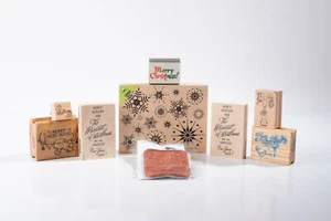 Stampendous Hero Arts Lot 9 Wood Rubber Stamps Christmas Holiday Moose Snowflake - Picture 1 of 11