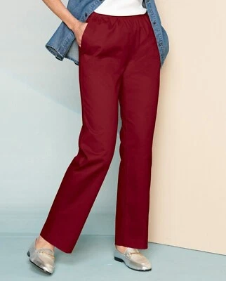 White Stag Womens Straight Leg Pants (Size 6) Elastic Pull On Pockets Burgundy  - Image 1 of 4