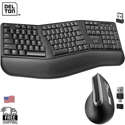 Delton G20 Ergonomic 2.4Ghz Wireless Keyboard and Mouse Combo - Black - Image 1 of 4