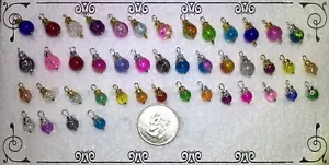 Handcrafted Miniature Crackle Glass Gold Silver Christmas Tree Ornaments 8mm 6mm - Picture 1 of 6