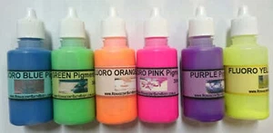 6 X NEON Pigment Colours - Liquid 30ml: Soaps, Bath, Crafts. Aust, Non bleeding - Picture 1 of 7