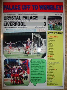 Crystal Palace 4 Liverpool 3 - 1990 FA Cup semi-final - souvenir print - Picture 1 of 1