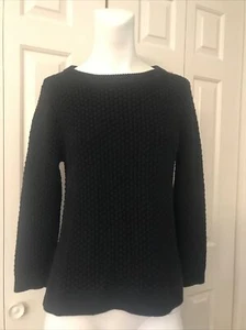 Lisa Perry S 2 Sweater Jumper Black Textured 100% Cotton Side Split - Picture 1 of 4
