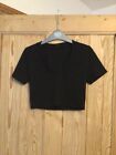 Urban Outfitters Black Crop Top S Small Tshirt V Neck